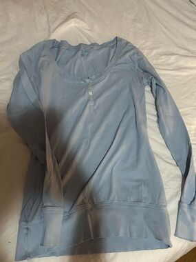 Brandy Melville Light Blue Long Sleeve Henley Tee